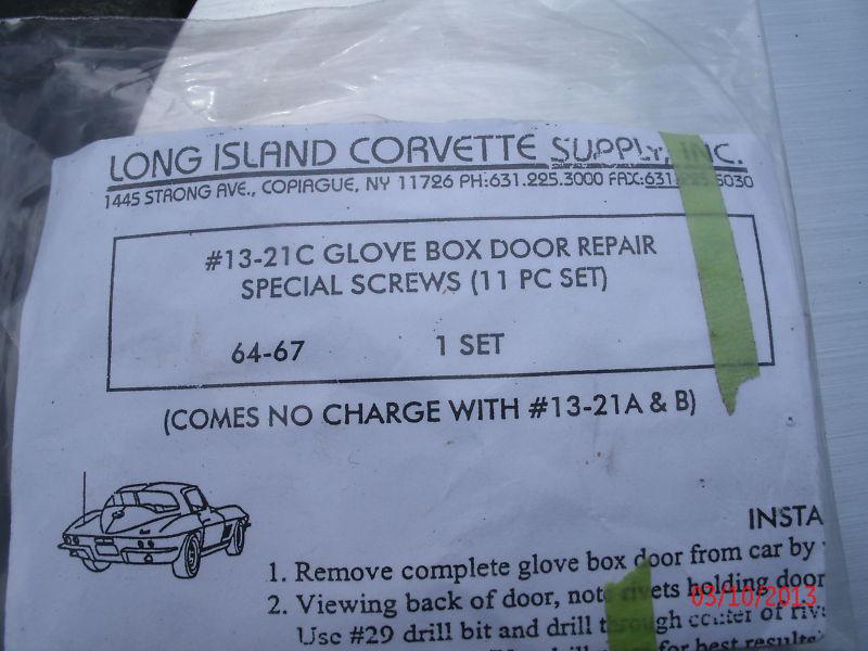 1966-67 (C2) Corvette Aluminum Glove Box Door Repair Kit, US $25.00, image 3