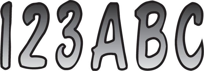 Hardline letter-number kit silver-black sibkg200