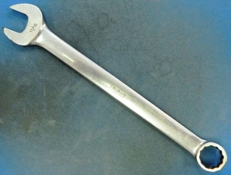 Snap-on oex22 11/16" chrome combination wrench, 12-pt, old underline, 9-1/4" oal