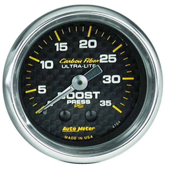 Auto meter 4704 carbon fiber 2 1/16" mechanical boost gauge 0-35 psi