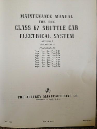Maintenance Manual For The Jeffrey Class 67 Shuttle Car, US $279.00, image 9