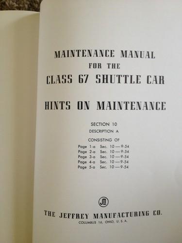 Maintenance Manual For The Jeffrey Class 67 Shuttle Car, US $279.00, image 12