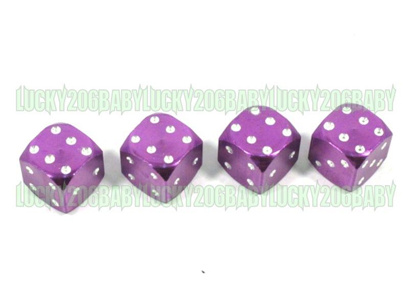 Tyre valve dust cap dice for motor car 4pcs violet