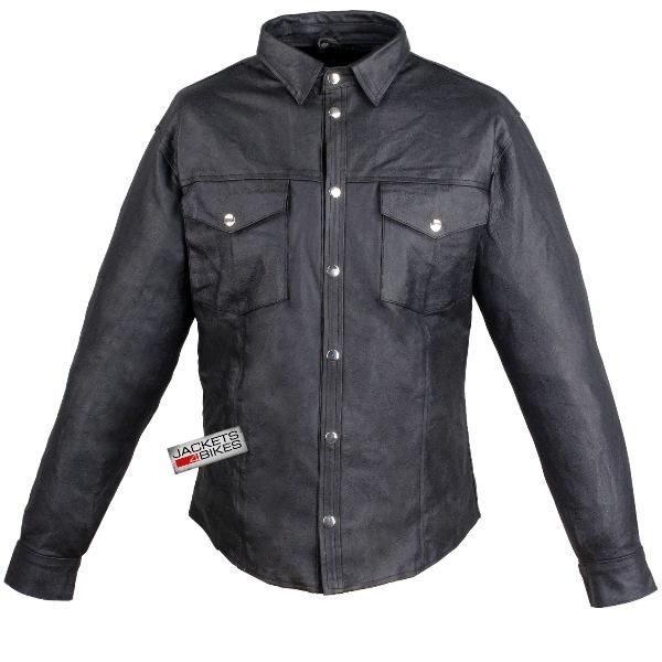 Men's soft cow hide leather shirt poly liner black 3xl