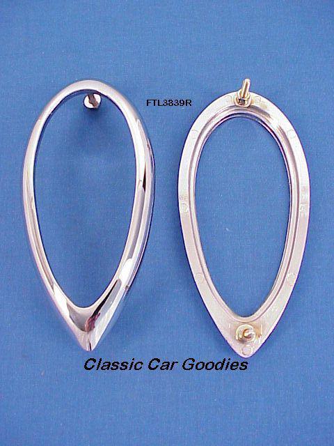 1938-1939 ford tail light chrome bezels (2) for led inserts