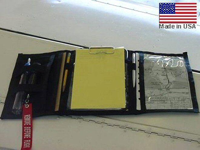 Pilot tri-fold kneeboard black cordura new free 3rd hand legband