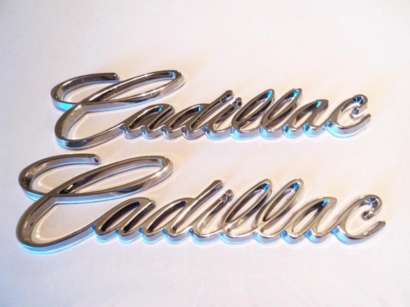 Chrome cadillac sedan coupe fender trunk hood dash emblem stick on pair new