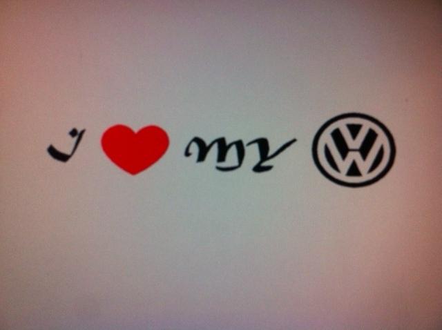 I love my volkswagen decal  (a) jetta golf rabbit gti tdi 11 by 2.75 inches