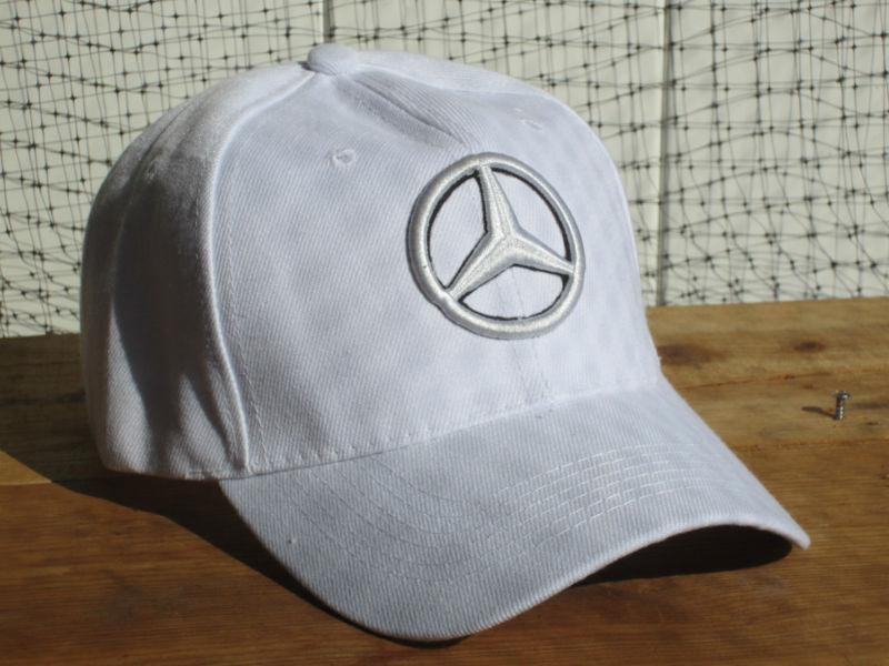 New nwt mercedes benz logo white baseball golf driving hat cap automobile car nr