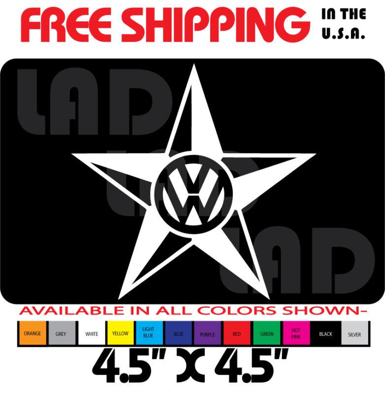 1-vw star sticker decal 4.5"x4.5" bug bus gti eos toureg jetta beatle