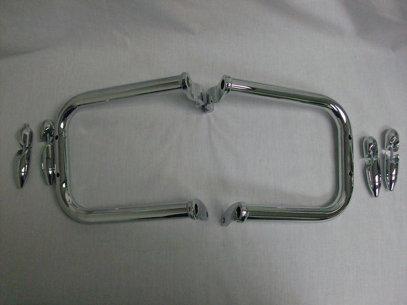 YAMAHA HARD LEATHER CHROME SIDEBAG SADDLEBAG GUARDS ROADLINER STRATOLINER, US $202.95, image 2