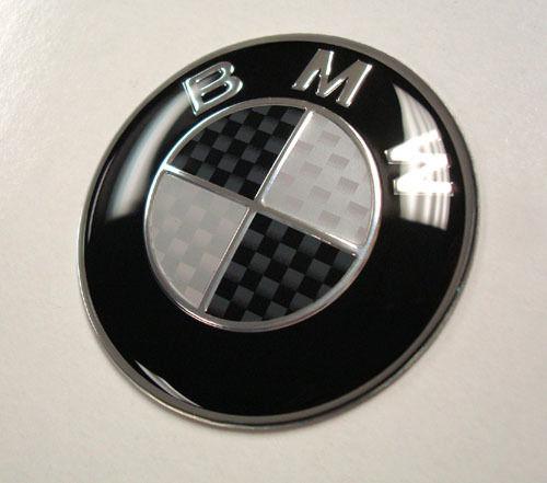 Bmw carbon fiber black & white trunk badge emblem 73mm roundel 3 series 5 series
