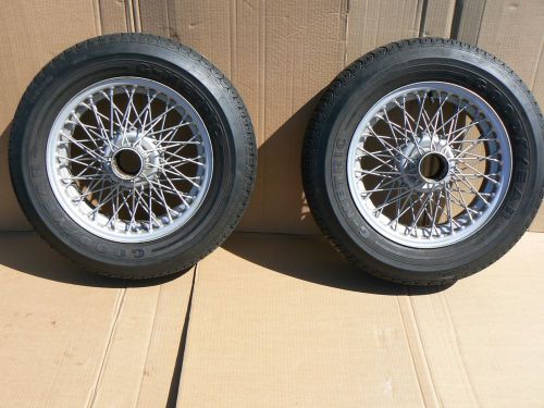 Two (2) austin healey 100-6 3000 mga 60 spoke painted wire wheels &amp; tires 100 6