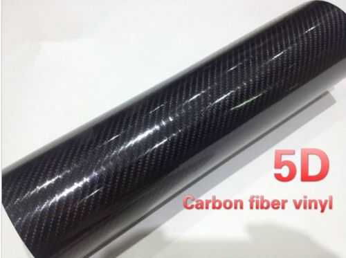 30x152cm car sticker 5d ultra gloss exterior black carbon fiber vinyl wrap decal