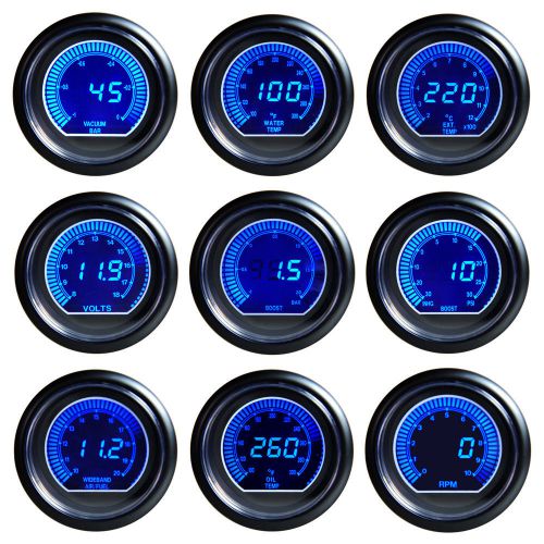 Blue digital bar racing engine oil pressure gauge meters lcd 2.5&#034; 60mm universal