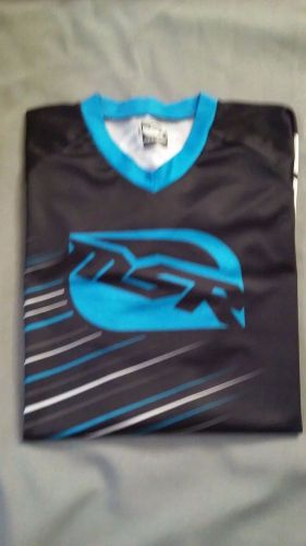 Men's msr motorcycle riding gear shirt size large black,blue &amp; white like new
