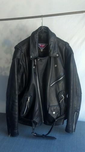 Vtg mob genuine leather motorcycle jacket sz 52