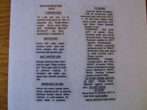 Elto ruddertwin antique outboard motor decal set for a,b,c,d,g,&amp; h -3 piece set