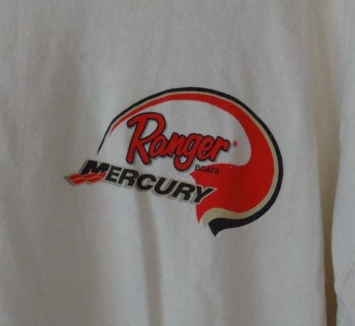 Men's ranger boats mercury long sleeved white t-shirt, size xxl