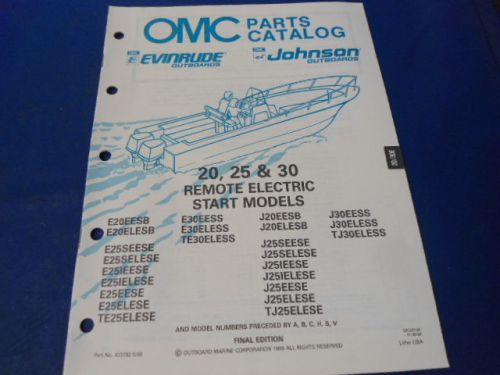 1990 omc evinrude/johnson parts catalog, 20,25 &amp; 30 remote electric start models