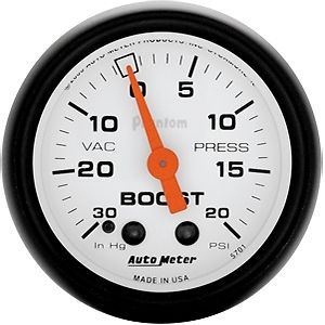 Auto meter 5701 phantom series gauge 2&#034; boost/vacuum (30&#034; hg/20 psi) mechanical