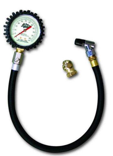 Joes tire pressure air gauge 0-60 psi 2-1/2&#034; gid 17&#034; flex hose #32307 swivel end