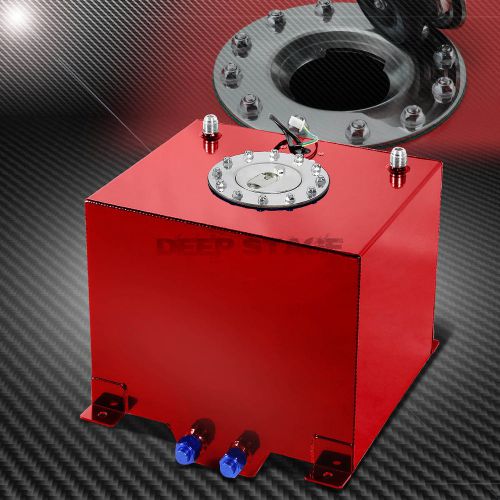 5 gallon/18.8l red coat aluminum racing gas fuel cell tank/2"sump+level sender