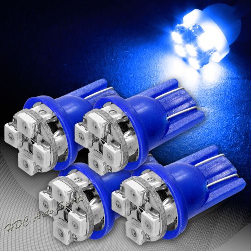 4x blue smd 8 led 12v t10 interior courtesy license plate wedge light lamp bulb