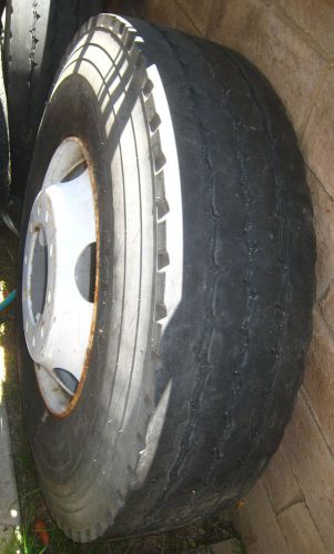 Pair of 12r22.5 tires, wheels, with steel rims, goodyear g287 tires, virgin