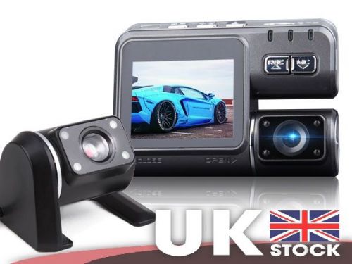 Compact 2'' dual lens front rear view camera hd car drive recorder 720p hd