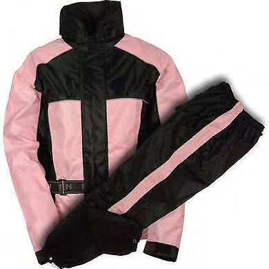 Milwaukee 2pc black and pink reflective womens motorcycle rain suit