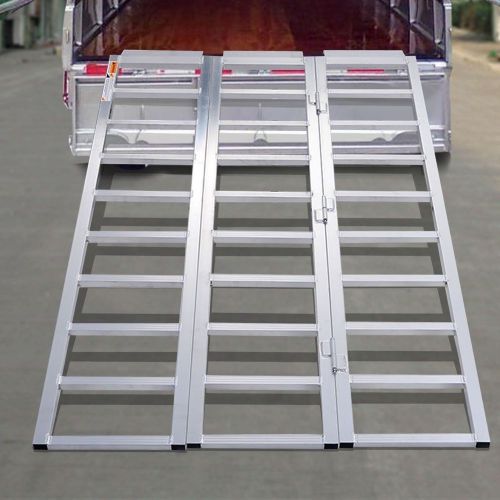 Aluminum loading ramp tri-fold folding motorcycle atv lawn snowmobile 69" x 44"