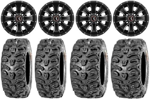 Raceline mamba 14" wheels blk 28" bear claw htr tires honda foreman rancher sra