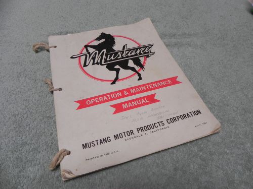 Vintage mustang motorcycle operation and maintenance manual, w/ price list