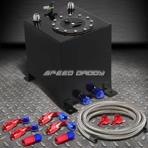 2.5 gallon black aluminum fuel cell tank+cap+level sender+steel fuel line kit