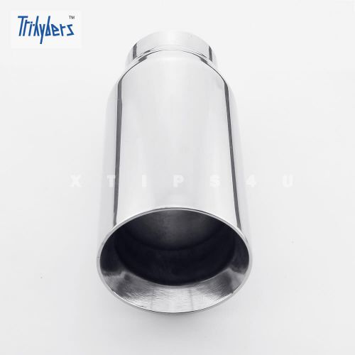 2 1/4 in 3 1/2 dual wall out 7 long polished long stainless exhaust tip tailpipe
