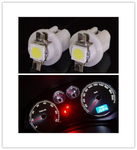 2pcs t5 5050 auto warning speedo dashboard side light bulbs white 8.5d led x58