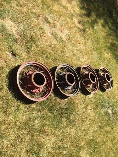 17x 3.5 wire wheel set of 4 matched 1933 34 hot rod wheels original