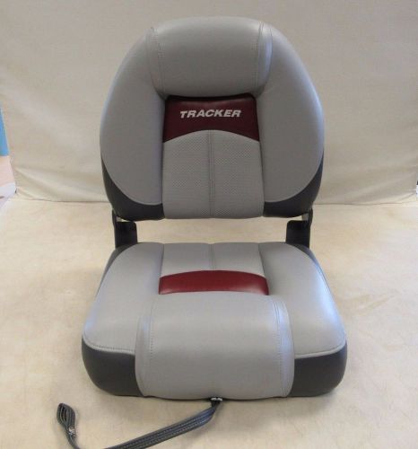 Tracker vinyl folding fishing seat gray / burgundy 18 1/4" x 22 3/4" x 18 1/4"