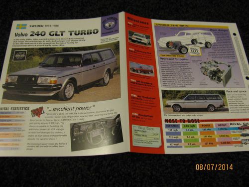 ★★ volvo 240 glt turbo - collector brochure specs info 1981 - 1986 ★★