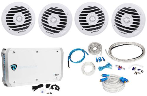 4) rockford fosgate pm2652x 6.5&#034; marine component speakers+6ch amplifier+amp kit