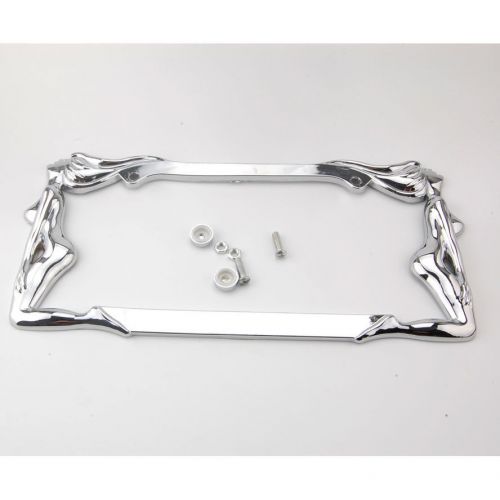 1x chrome metal car trucker twin hot sexy nude girl lady license plate tag frame