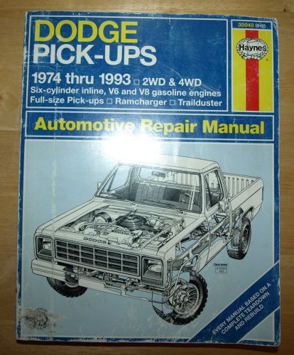 Haynes 30040 dodge pick-ups 1974 thru 1993 2wd &amp; 4wd automotive repair manual