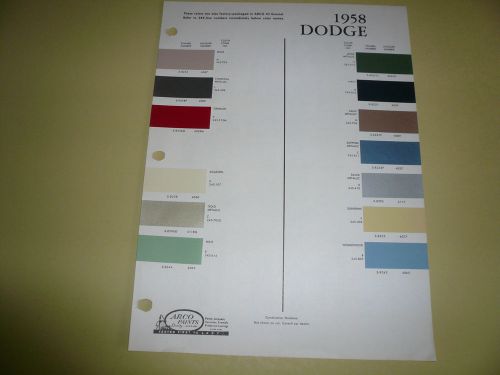 1958 dodge arco paints color chip paint sample - vintage