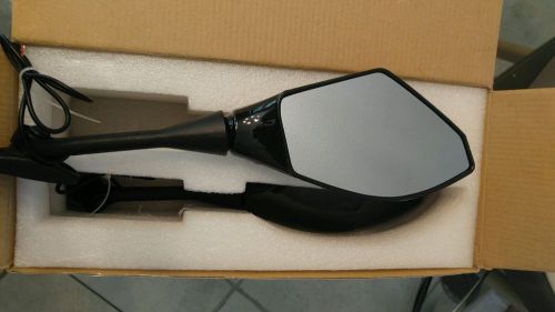 Black motorcycle integrated turn signal led side mirrors abs