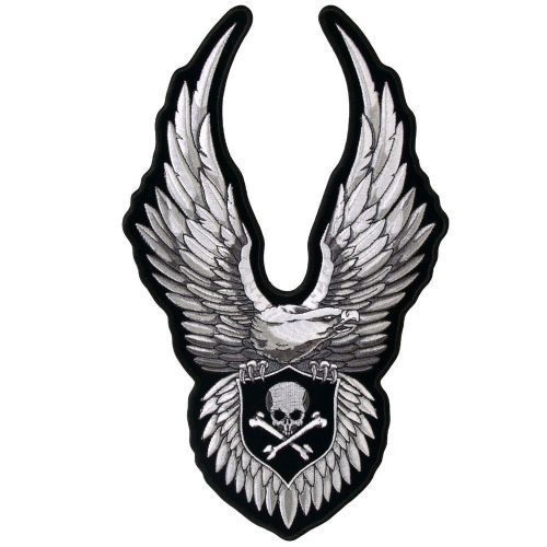 Upwing eagle skull embroidered motorcycle biker jacket vest patch emblem 2.5"x4"