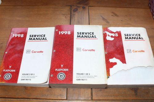 Chevrolet corvette books 1, 2 &amp; 3 complete set 1998 gm chevy shop service manual