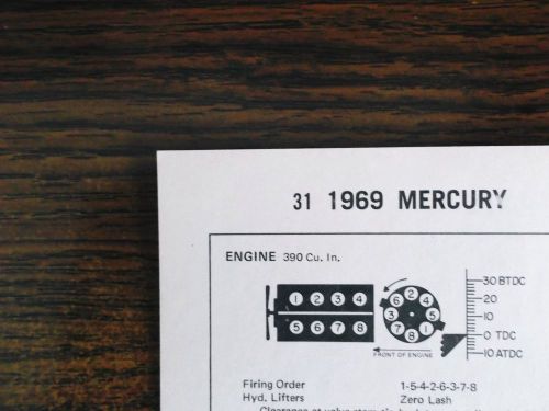 1969 mercury eight series models premium fuel 390 ci v8 tune up chart