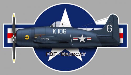 F8f bearcat navy usaf roundel ww2 autocollant sticker 4&#039;x2&#039; (10cmx6cm) av018