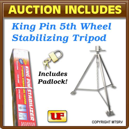 5th wheel kingpin 5k rating steel stabilizer - tripod king pin - w/padlock -z-